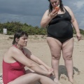 Annalisa Macagnino and Gilvia Rollo, the Playgirls from Caracas, during a trip by the sea. Latina, Italy. 2018.