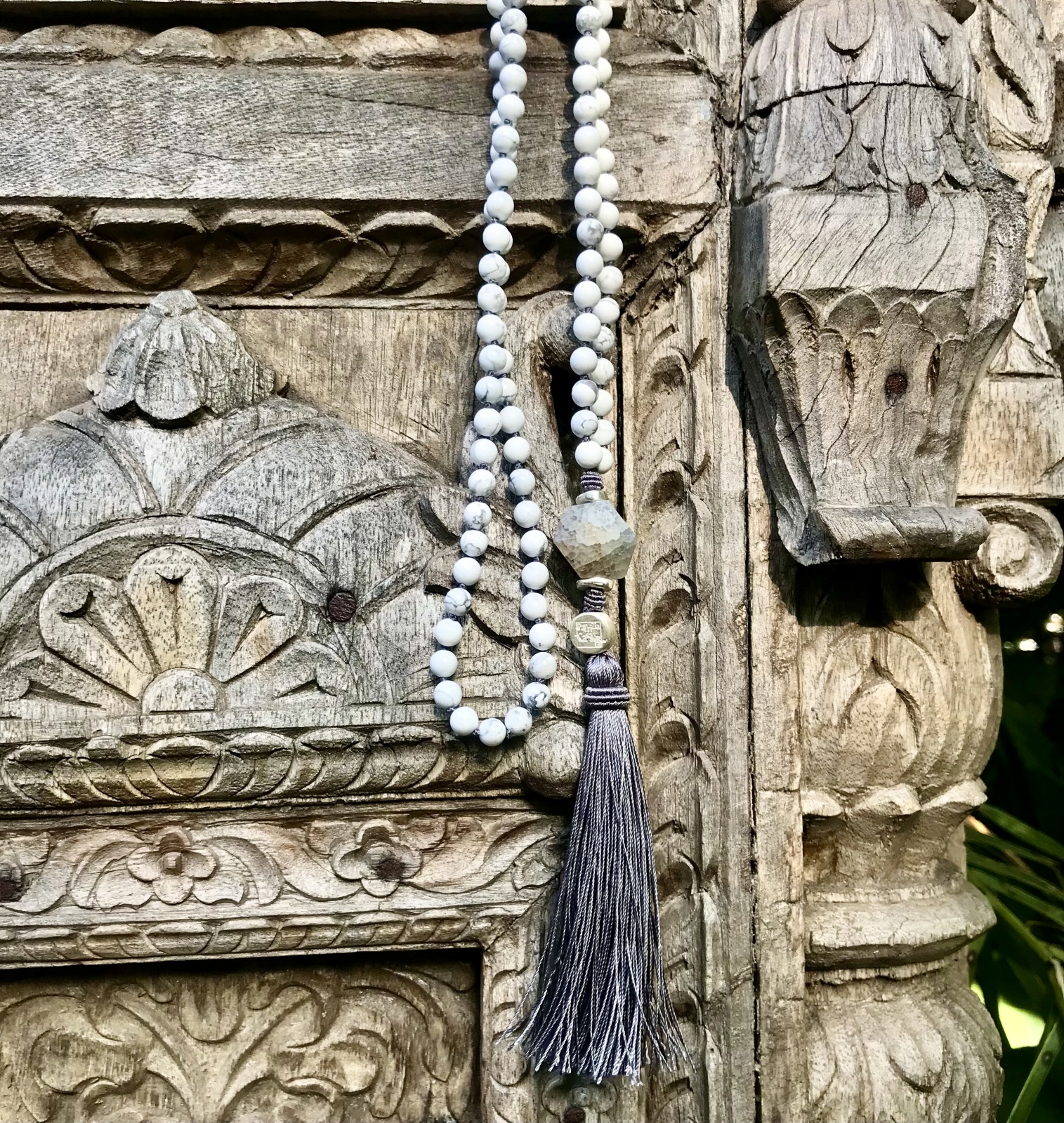 One of a Kind Mala - €159
Sold
Every piece is a one of a kind

Details

Matt Howlite - smoked white quartz
925 Sterling Silver
Length cm.77
High Polished Finish
Nickel-free
Handmade
Engraved with Patrizia Casamirra Jewels Logo